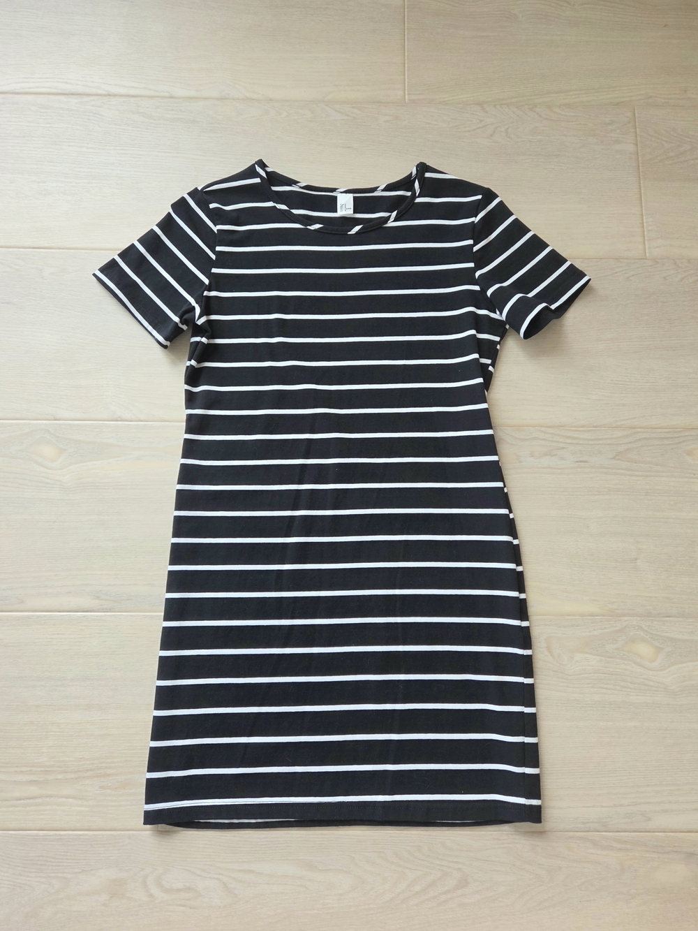 Classic Black & White Striped Tee Dress